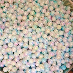 50gam hạt nhựa 6mm/8mm/10mm đa sắc bóng cừ có lỗ xỏ làm vòng hạt, trang trí làm thủ công