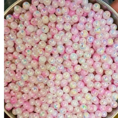 50gam hạt nhựa 6mm/8mm/10mm đa sắc bóng cừ có lỗ xỏ làm vòng hạt, trang trí làm thủ công