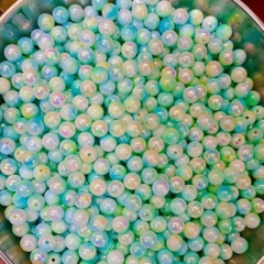 50gam hạt nhựa 6mm/8mm/10mm đa sắc bóng cừ có lỗ xỏ làm vòng hạt, trang trí làm thủ công