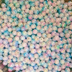 50gam hạt nhựa 6mm/8mm/10mm đa sắc bóng cừ có lỗ xỏ làm vòng hạt, trang trí làm thủ công