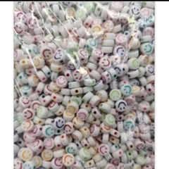 gói 340 hạt (50gam) hạt nhựa tròn 4x7mm in mặt cười, chữ, .... làm handmade, phụ kiện, trang trí tuỳ sở thích