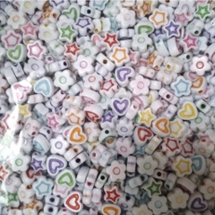gói 340 hạt (50gam) hạt nhựa tròn 4x7mm in mặt cười, chữ, .... làm handmade, phụ kiện, trang trí tuỳ sở thích