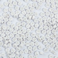 (chọn chữ theo yêu cầu) 50-100 cái nền trắng chữ bạc size 4x7mm