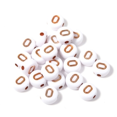 (chọn chữ) 50- 100 chữ nền trắng chữ vàng gold 4x7mm CÓ LỖ XỎ làm vòng hạt