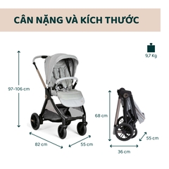 Xe đẩy 2 chiều gấp gọn tự động Bellagio - Màu ghi đá