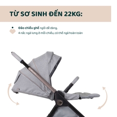Xe đẩy 2 chiều gấp gọn tự động Bellagio - Màu ghi đá