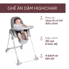 Ghế ăn đa năng 3 trong 1 Chicco Polly Armonia - Màu ghi đá