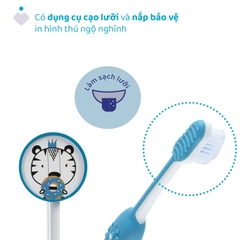 Bộ đôi bàn chải đánh răng Chicco 3-6Y (Hổ xanh - Gấu trúc)