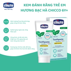 Kem đánh răng trẻ em hương Bạc hà Chicco 6Y+