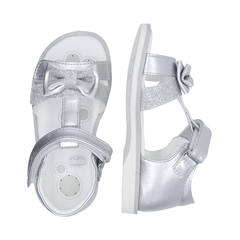 Sandal mát-xa chân bé đính nơ Chicco - Bạc Silver