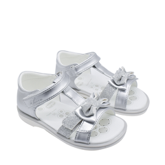 Sandal mát-xa chân bé đính nơ Chicco - Bạc Silver