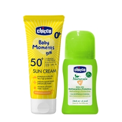 Combo Chicco Mùa Hè 1 (Kem chống nắng 3 tác động & Lăn đa năng xua muỗi)