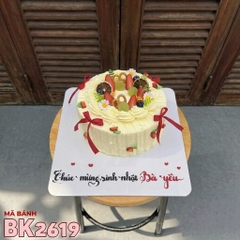 Bánh kem BK2619 giỏ hoa quả dâu tây nho tươi chúc mừng sinh nhật bà yêu