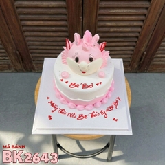 Bánh kem BK2643 rồng hồng dễ thương chúc mừng thôi nôi bé gái