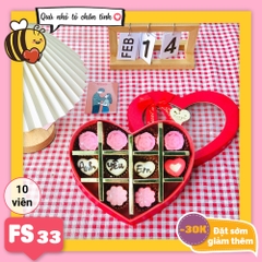 Hộp Socola Valentine trái tim 10 viên có ngăn FS33