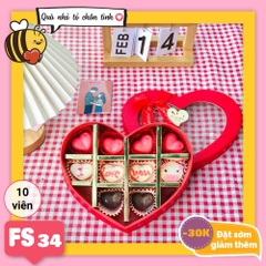 Hộp Socola Valentine trái tim 10 viên có ngăn FS34