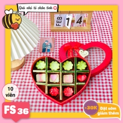 Hộp Socola Valentine trái tim 10 viên có ngăn FS36