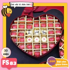 Hộp Socola Valentine trái tim 33 viên có ngăn FS83