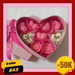 [9 viên] Quà Valentine Hộp socola trái tim ngọt ngào S43