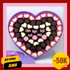 [62 viên] Quà Valentine Hộp socola trái tim ngọt ngào S86