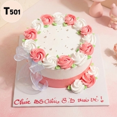 Bánh kem 8/3 T501 vòng hoa kem màu sắc thanh lịch