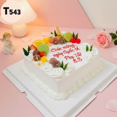 Bánh kem 8/3 T543 vườn trái cây và bánh Macaron sắc màu