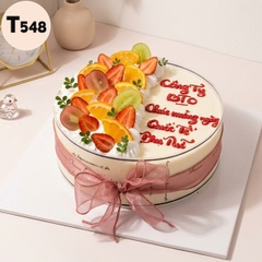 Bánh kem 8/3 T548 – Đẳng cấp nơ voan quý phái phối trái cây tươi rực rỡ