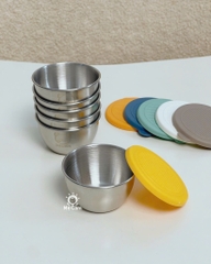 Set 6 hũ inox nhỏ có nắp đậy trữ đồ ăn dặm