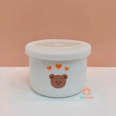 Hũ sứ chia vạch ml có nắp đậy Lion Baby