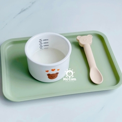 Hũ sứ chia vạch ml có nắp đậy Lion Baby