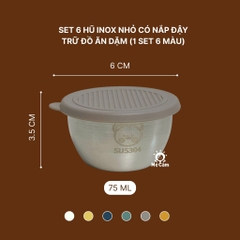 Set 6 hũ inox nhỏ có nắp đậy trữ đồ ăn dặm
