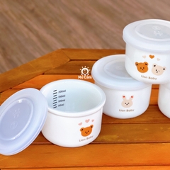 Hũ sứ chia vạch ml có nắp đậy Lion Baby
