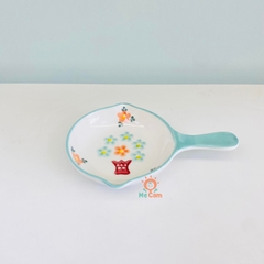 Đĩa sứ tay cầm mini in hình