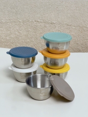 Set 6 hũ inox nhỏ có nắp đậy trữ đồ ăn dặm