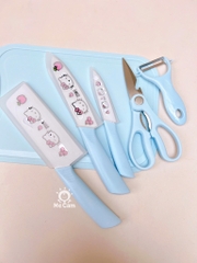 Bộ dao thớt 6 món in hình Hello Kitty