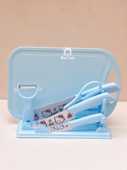 Bộ dao thớt 6 món in hình Hello Kitty