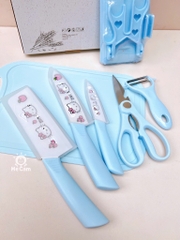 Bộ dao thớt 6 món in hình Hello Kitty