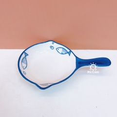 Đĩa sứ tay cầm mini in hình