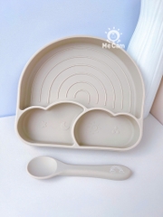 Khay ăn dặm silicone Misan hình cầu vồng kèm thìa