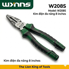 Kìm điện đa năng 8 inch Wynn's W208S - Thép CR-V cao cấp, chuyên dùng cắt, ép dây, kẹp giữ - Chính hãng