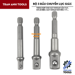 Bộ 3 đầu chuyển từ bắn vít sang bu lông các cỡ 1/4 3/8 1/2 đa năng, đầu chuyển từ máy vặn vít sang máy siết ốc
