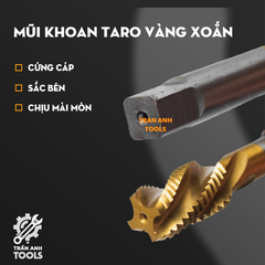 Mũi khoan taro tạo ren trong cỡ từ M2×0.4 đến M16×2.0 được sản xuất từ chất liệu HSS6542 cao cấp