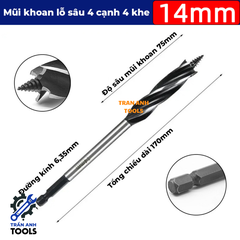 Mũi khoan gỗ xoắn dài chuôi lục giác