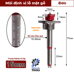 Mũi khoan gỗ điều chỉnh độ sâu các cỡ từ 15 20 25 30 35mm, mũi khoan lỗ tròn, mũi khoét gỗ có thang đo