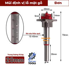 Mũi khoan gỗ điều chỉnh độ sâu các cỡ từ 15 20 25 30 35mm, mũi khoan lỗ tròn, mũi khoét gỗ có thang đo