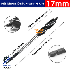 Mũi khoan gỗ xoắn dài chuôi lục giác