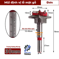 Mũi khoan gỗ điều chỉnh độ sâu các cỡ từ 15 20 25 30 35mm, mũi khoan lỗ tròn, mũi khoét gỗ có thang đo