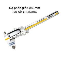 Thước kẹp cơ điện tử 150mm Wynn's chất liệu thép không gỉ cao cấp, thước cặp ly đo đường kính trong ngoài, độ sâu, bước