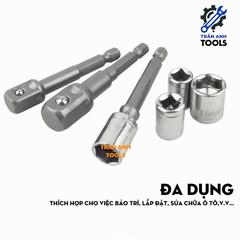 Bộ 3 đầu chuyển từ bắn vít sang bu lông các cỡ 1/4 3/8 1/2 đa năng, đầu chuyển từ máy vặn vít sang máy siết ốc