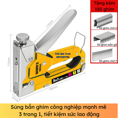 Súng bắn ghim 3 trong 1 Wynn's Tools bắn ghim chữ T, chữ U, ghim gỗ,kìm bắn đinh gỗ đa năng chất lượng cao tặng kèm ghim